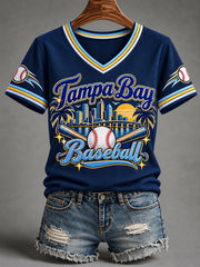 Women's Gift For Baseball Fans Casual V-Neck Tee gracestitchs