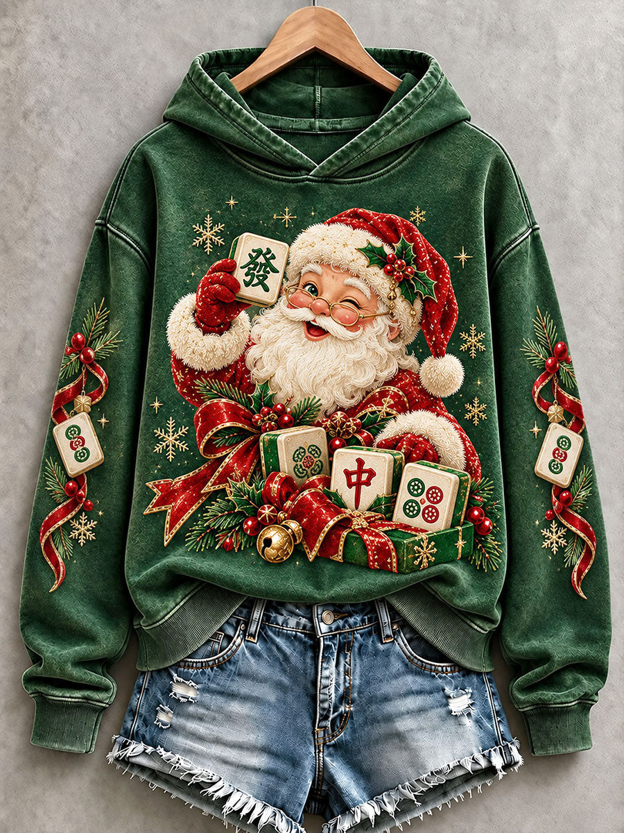 Women's Mahjong Santa Claus Hoodies gracestitchs