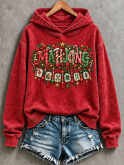 Women's Christmas Mahjong Print Casual Hoodie gracestitchs