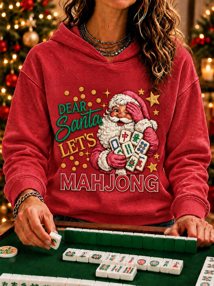 Women's Christmas Mahjong Print Casual Hoodie gracestitchs