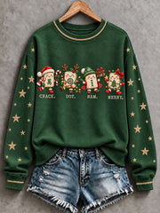Women's Christmas Mahjong Print Casual Sweatshirt gracestitchs