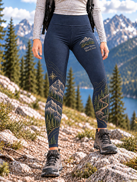 Women's Wilderness Trail Print Hike Lovers Leggings gracestitchs