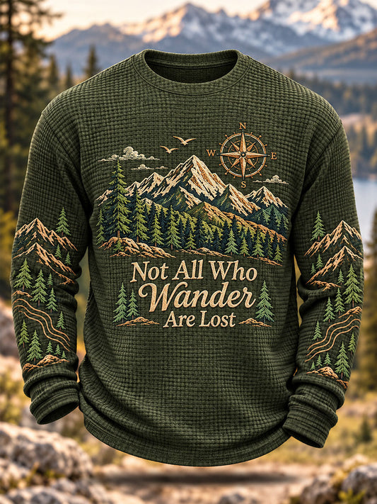 Men's Hike Lovers Casual Waffle Long Sleeve T-Shirt gracestitchs