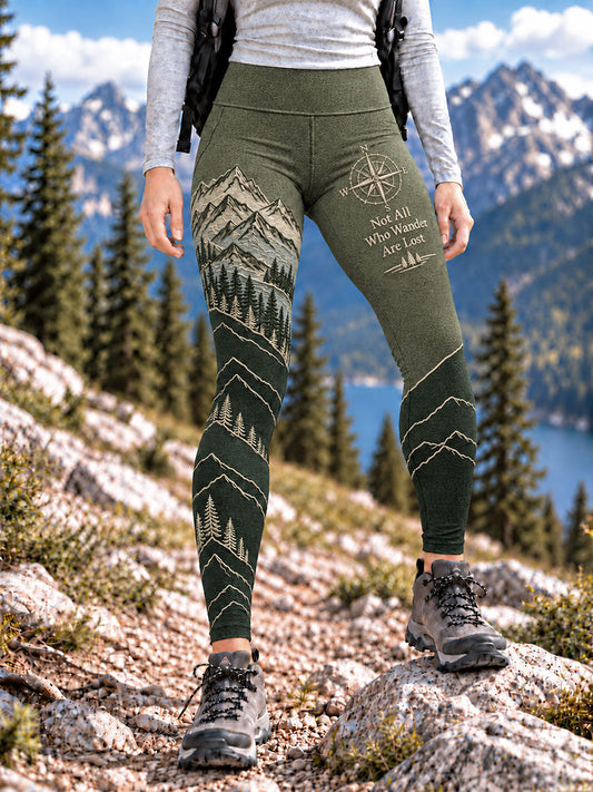 Women's Wilderness Trail Print Hike Lovers Leggings gracestitchs