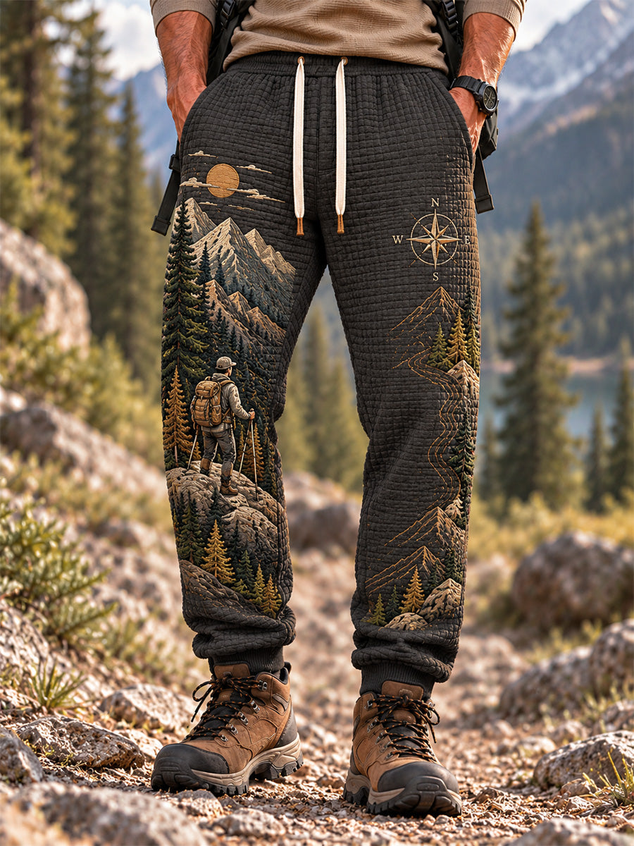 Men's Wilderness Trail Print Hike Lovers Casual Pants gracestitchs