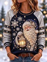 Women's Christmas Santa Claus Print Casual Sweatshirt gracestitchs