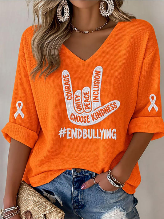 Women's End Bullying Print Waffle T-shirt gracestitchs