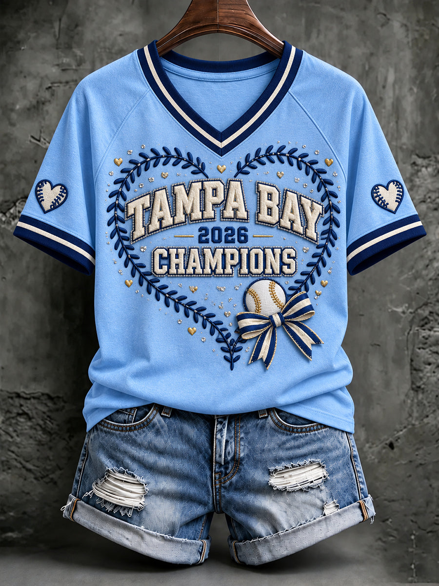 Women's Tampa Bay Baseball Lover Printed T-shirt gracestitchs