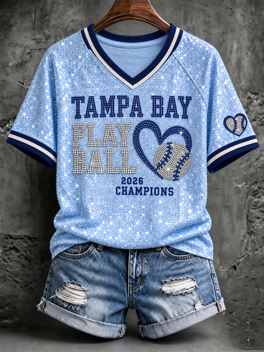 Women's Tampa Bay Baseball Lover Printed T-shirt gracestitchs
