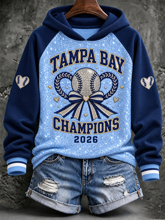 Women's Tampa Bay Baseball Lover Printed Hoodie gracestitchs