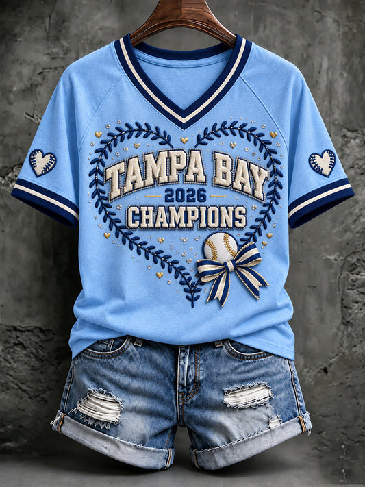 Women's Tampa Bay Baseball Lover Printed T-shirt gracestitchs