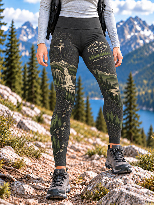 Women's Wilderness Trail Print Hike Lovers Leggings gracestitchs