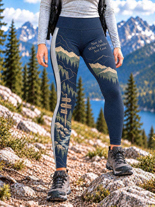 Women's Wilderness Trail Print Hike Lovers Leggings gracestitchs