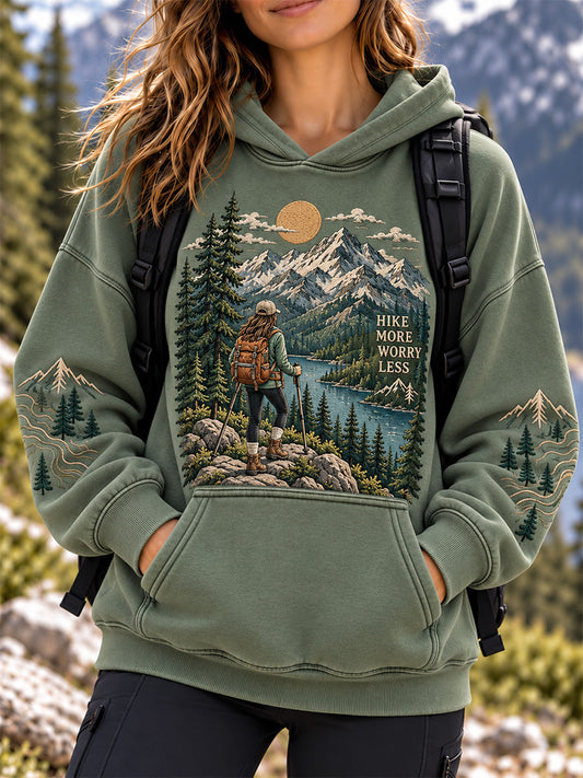 Women's Wilderness Trail Print Hike Lovers Casual Hoodies gracestitchs