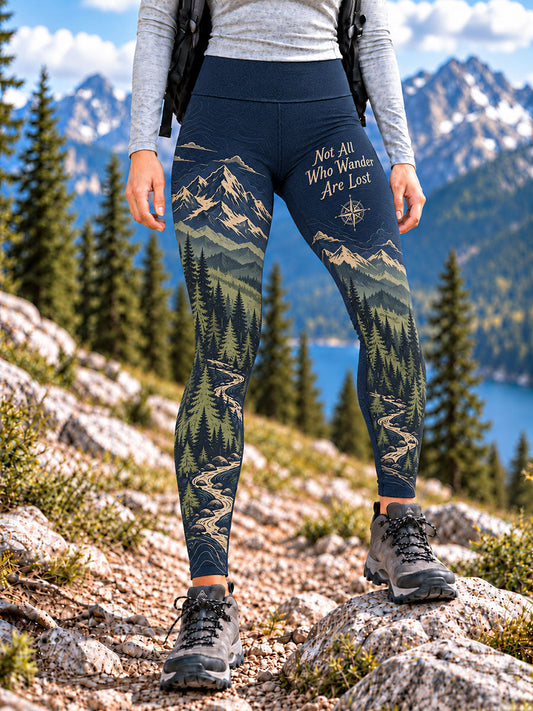 Women's Wilderness Trail Print Hike Lovers Leggings gracestitchs