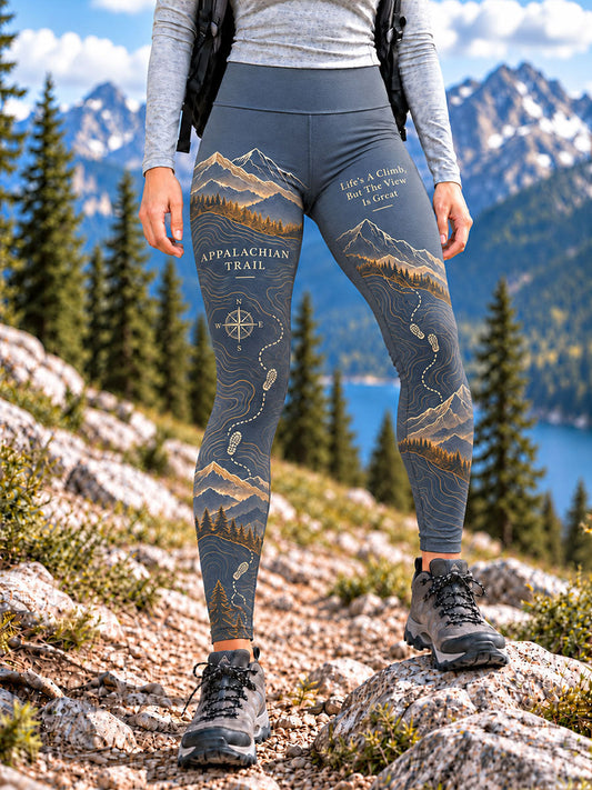 Women's Wilderness Trail Print Hike Lovers Leggings gracestitchs