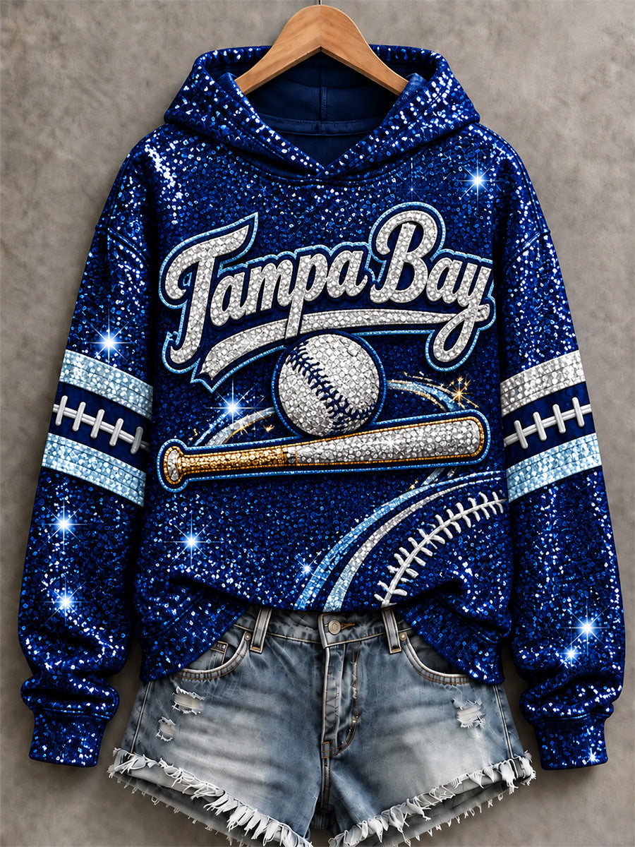 Women's Tampa Bay Baseball Lover Print Hoodie gracestitchs