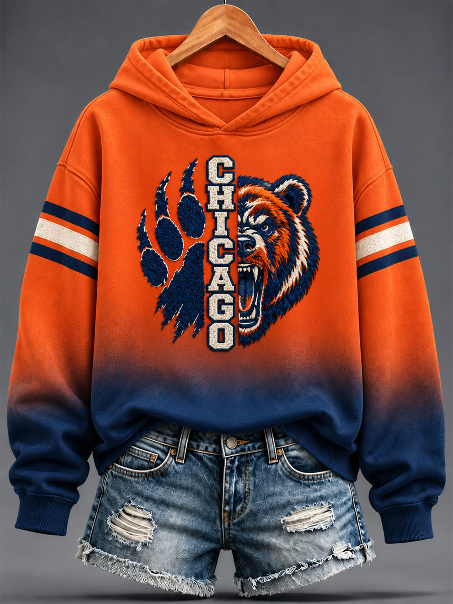 Women's Chicago Football Lover Print Hoodie gracestitchs