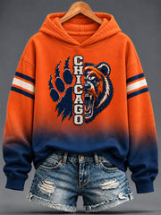 Women's Chicago Football Lover Print Hoodie gracestitchs