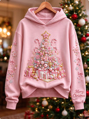 Women's Pink Christmas tree Sweatshirt gracestitchs