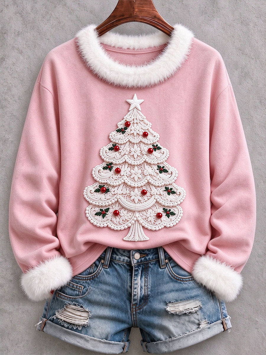 Women's Christmas Tree Print Tops gracestitchs