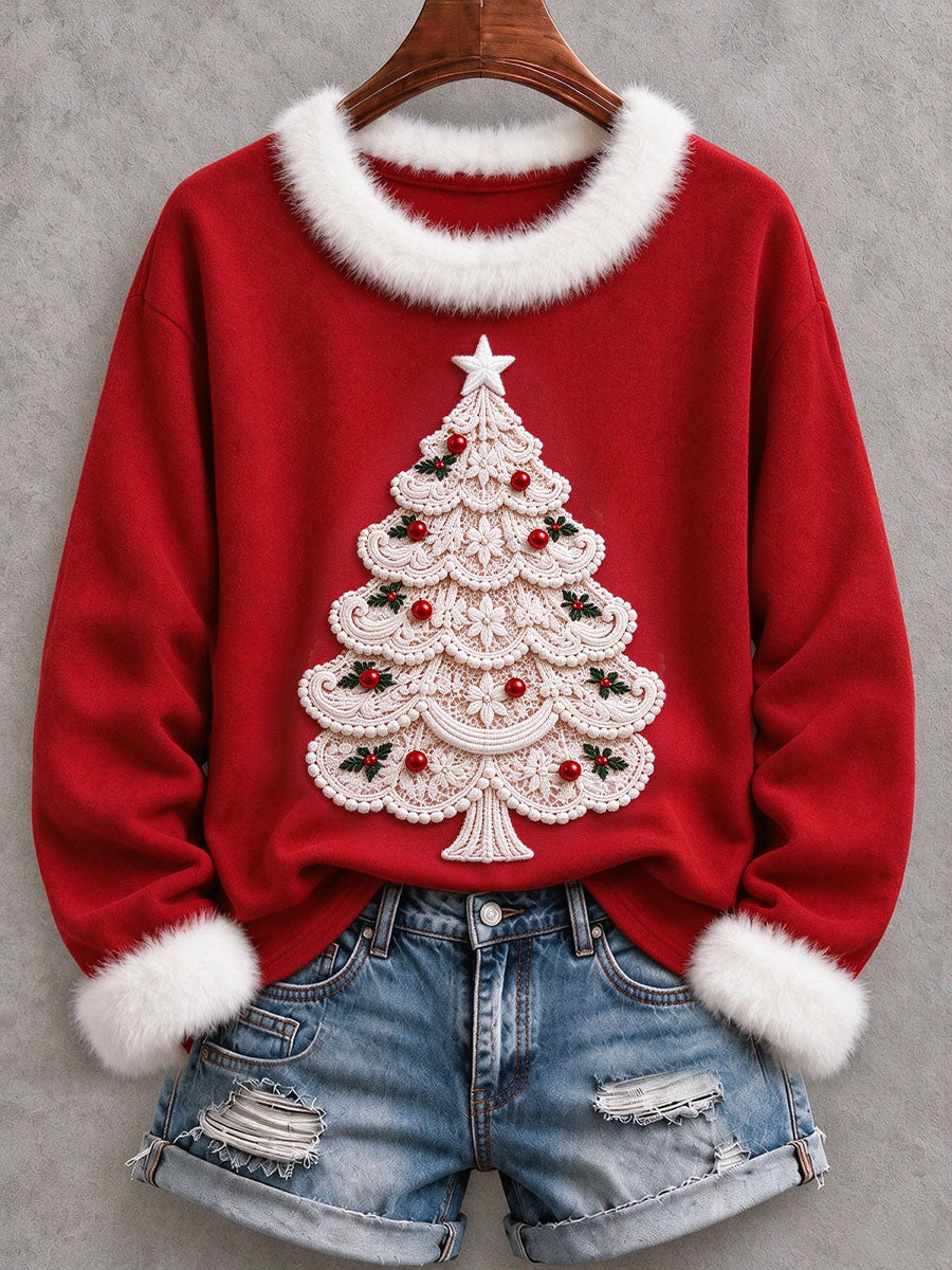 Women's Christmas Tree Print Tops gracestitchs