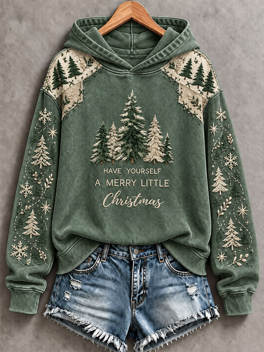 Women's 'Have Yourself a Merry Little Christmas' Print Casual Hoodie gracestitchs