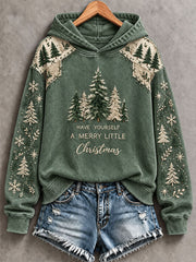 Women's 'Have Yourself a Merry Little Christmas' Print Casual Hoodie gracestitchs