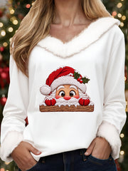 Women's Funny Santa Claus Printed crew neck sweater gracestitchs