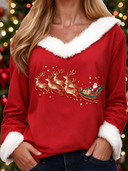 Women's Funny Santa Claus Printed crew neck sweater gracestitchs