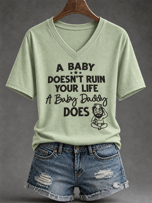 Women's Sassy & Sarcastic Funny Graphic Print V-Neck Tee gracestitchs
