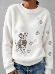 Women's Winter Dalmatian Pattern Causal Flannel Sweatshirt gracestitchs