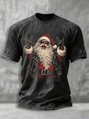 Men's Heavy Metal Rock Christmas Print T-shirt gracestitchs