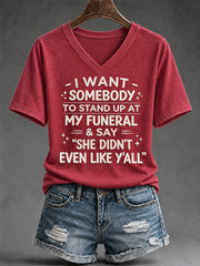 Women's Sassy & Sarcastic Funny Graphic Print V-Neck Tee gracestitchs