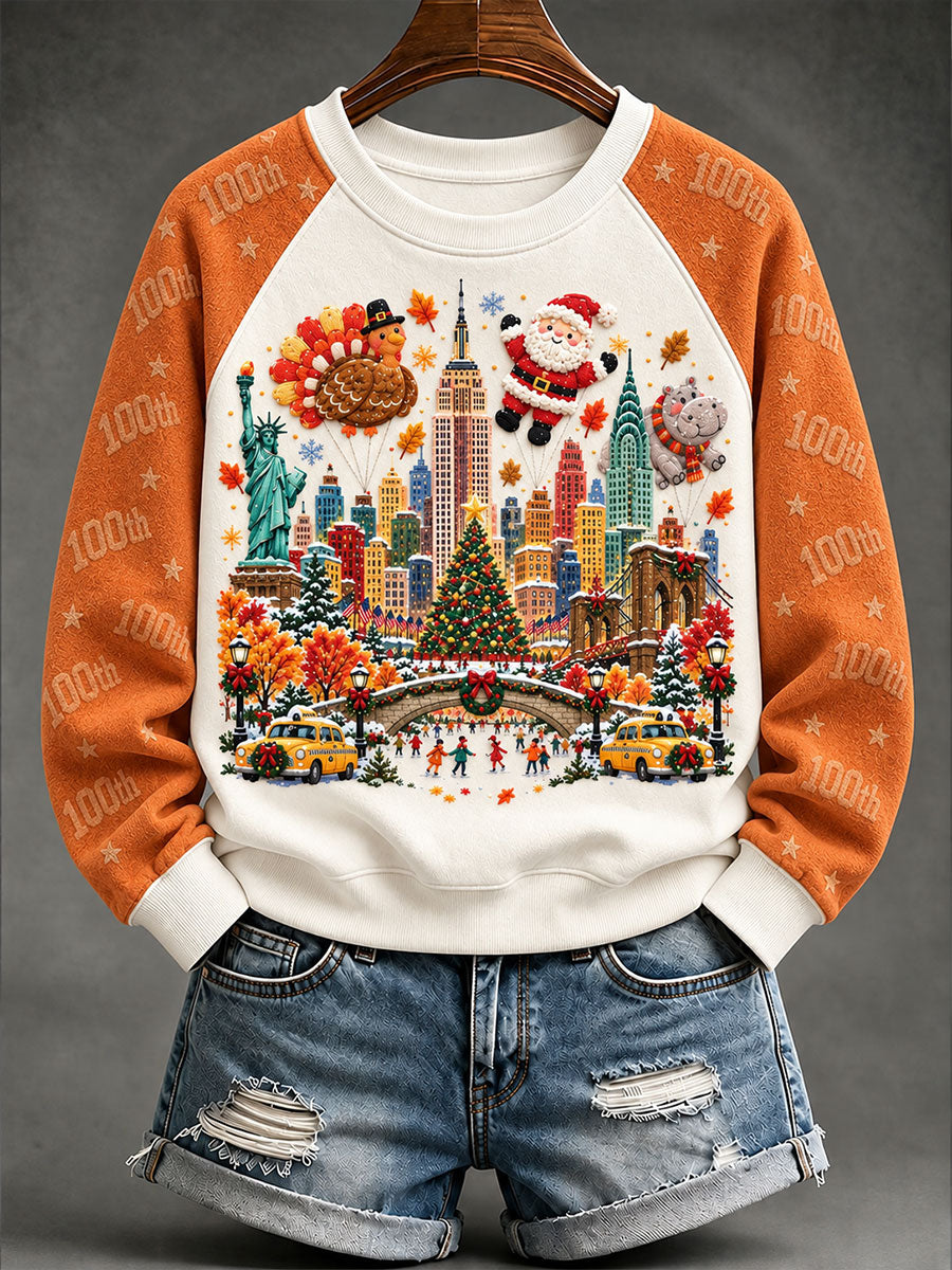 Women's Thanksgiving Parade Print Casual Sweatshirt gracestitchs