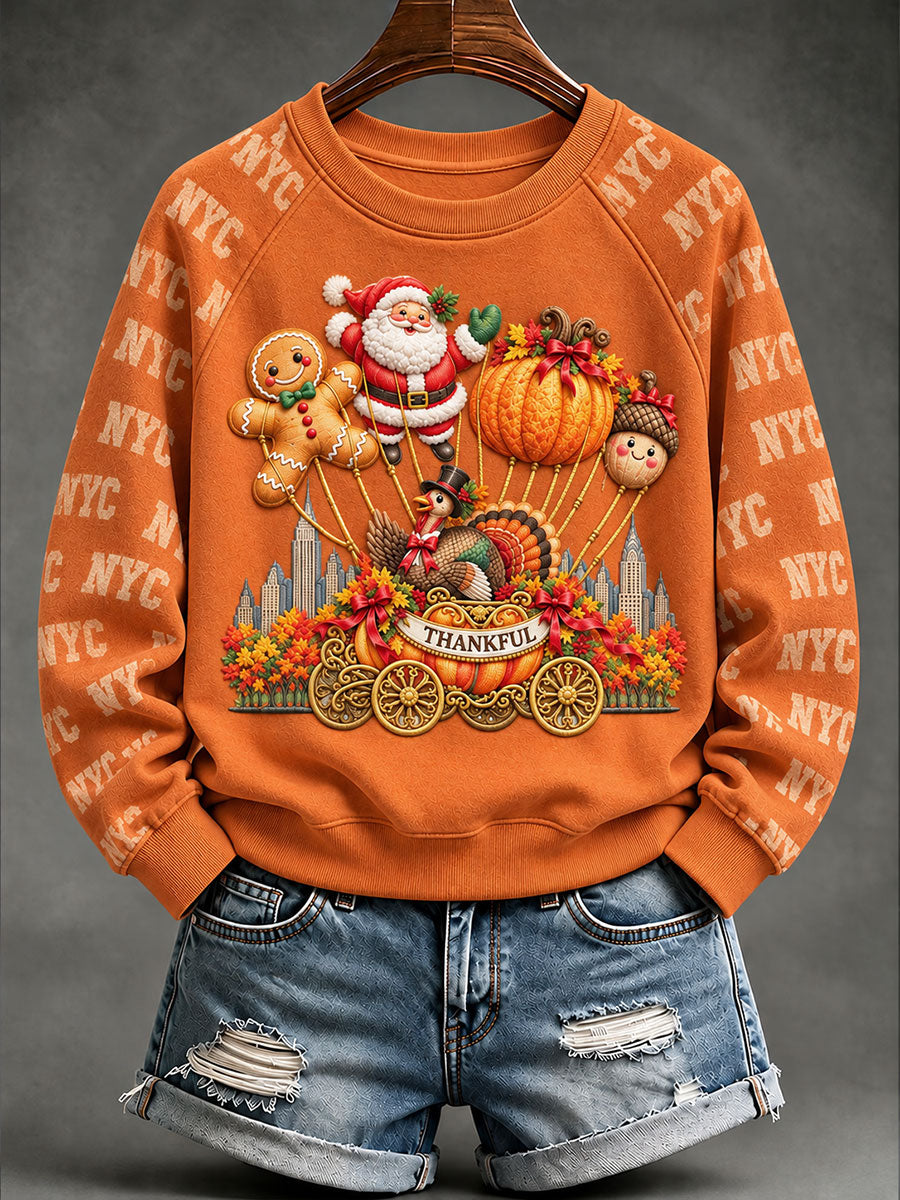 Women's Thanksgiving Day Parade Print Casual Sweatshirt gracestitchs