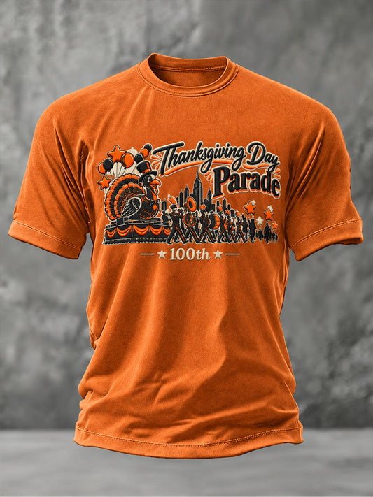 Men's Thanksgiving Parade Print Casual T-shirt gracestitchs