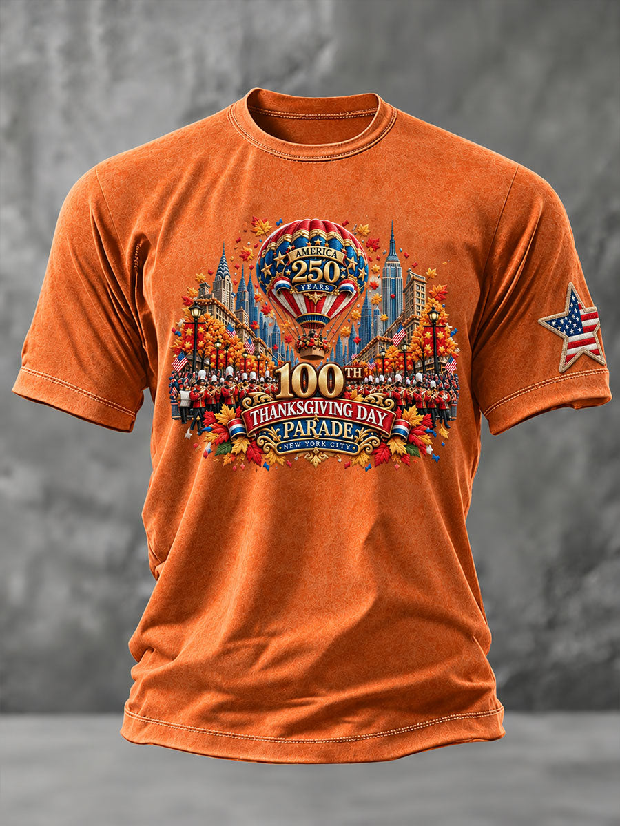 Men's Thanksgiving Day Parade Print Casual T-shirt gracestitchs