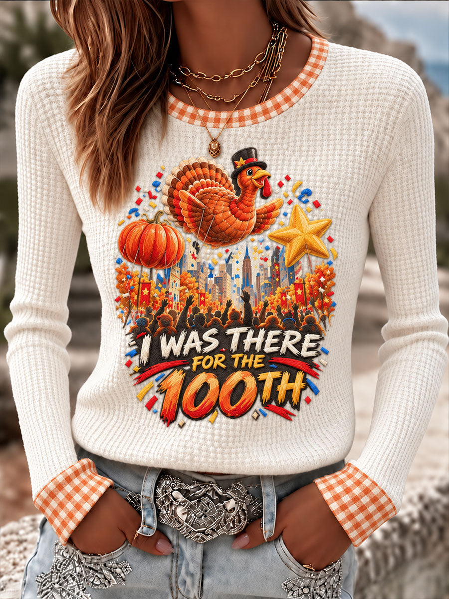 Women's Thanksgiving Parade Print Casual Waffle T-shirt gracestitchs