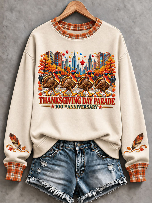 Women's Thanksgiving Day Parade Print Casual Sweatshirt gracestitchs