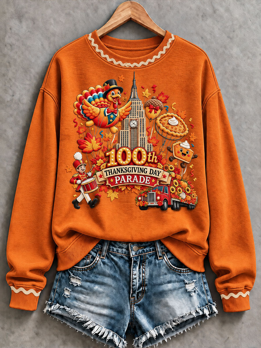 Women's Thanksgiving Parade Print Casual Sweatshirt gracestitchs