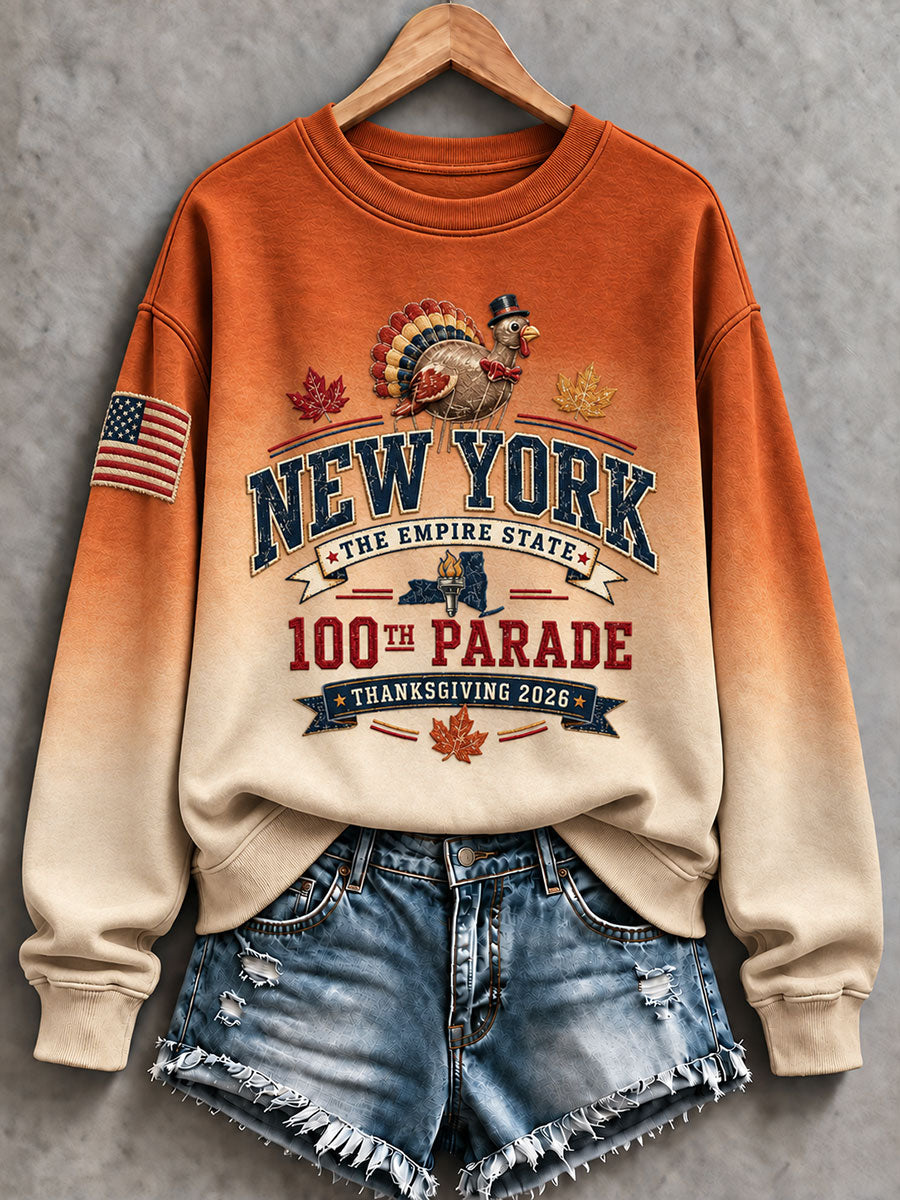 Women's Thanksgiving Day Parade Print Casual Sweatshirt gracestitchs