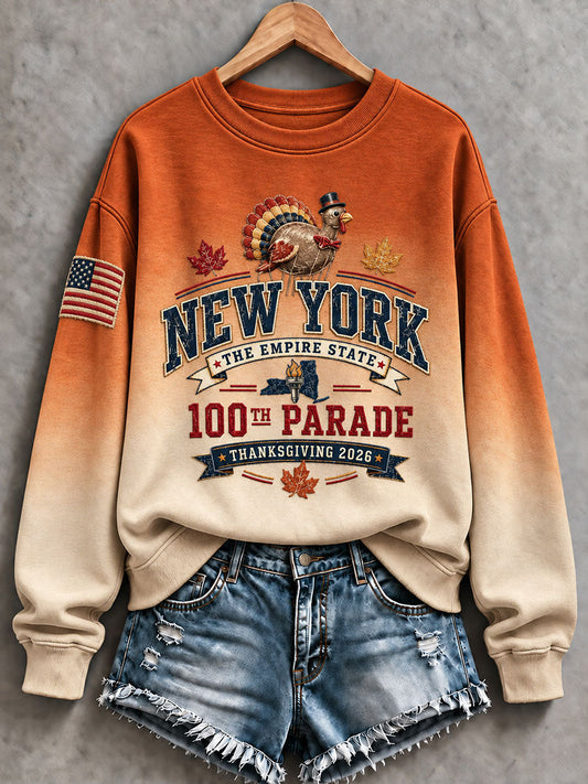 Women's Thanksgiving Day Parade Print Casual Sweatshirt gracestitchs