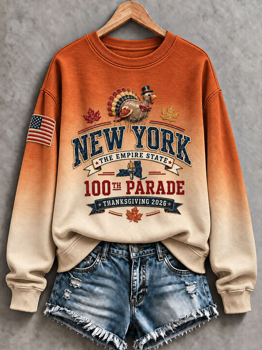 Women's Thanksgiving Day Parade Print Casual Sweatshirt gracestitchs