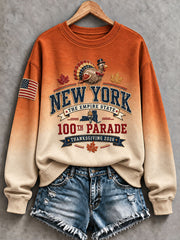 Women's Thanksgiving Day Parade Print Casual Sweatshirt gracestitchs