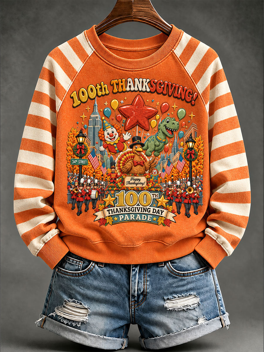 Women's Thanksgiving Day Parade Print Casual Sweatshirt gracestitchs