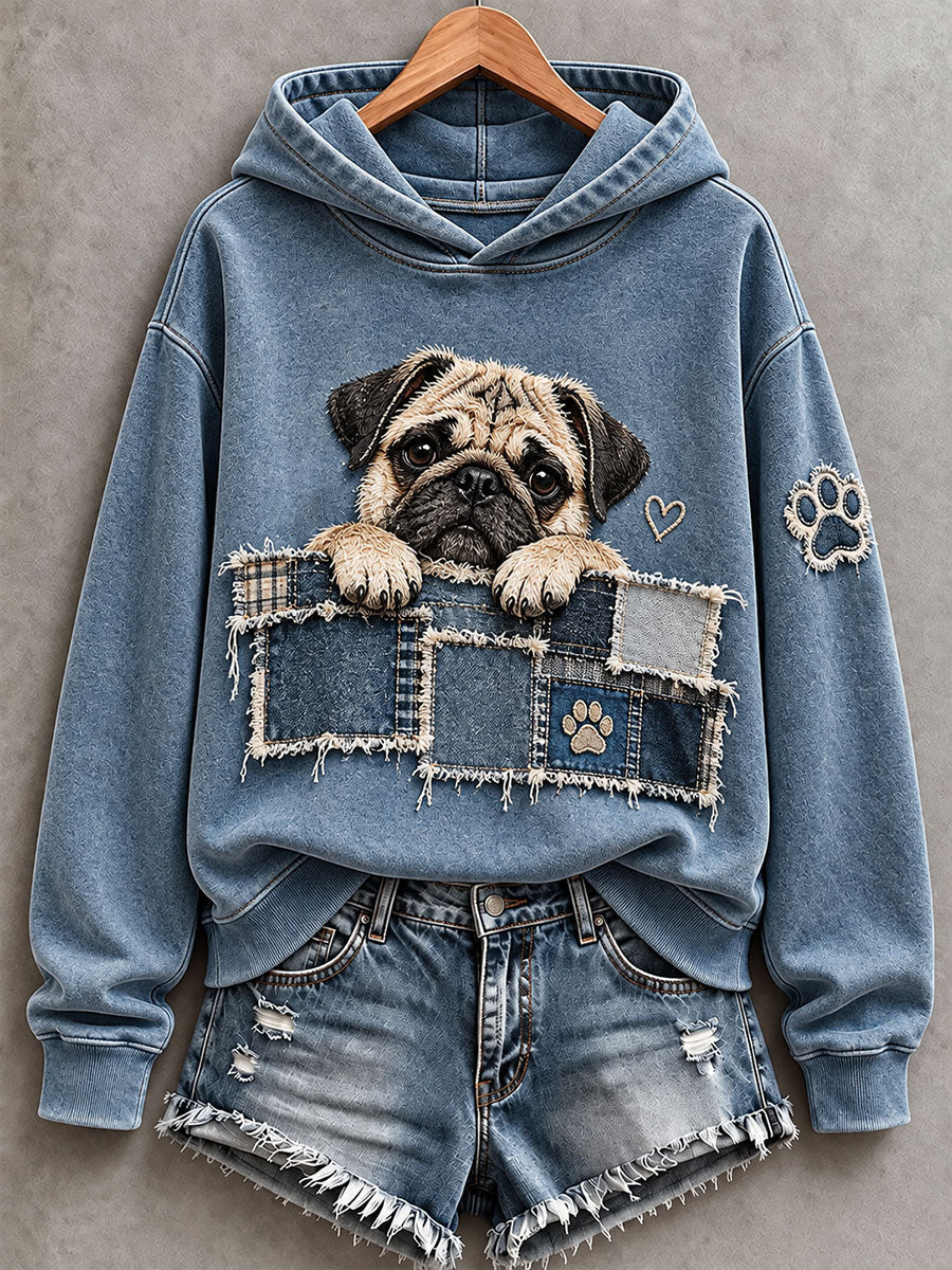 Women's Cute Pug Hoodie gracestitchs