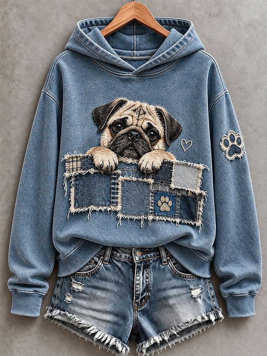 Women's Cute Pug Hoodie gracestitchs