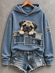 Women's Cute Pug Hoodie gracestitchs