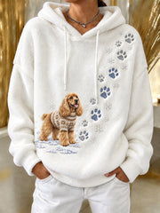 Women's Winter Cocker Spaniel Pattern Causal Flannel  Hoodie gracestitchs
